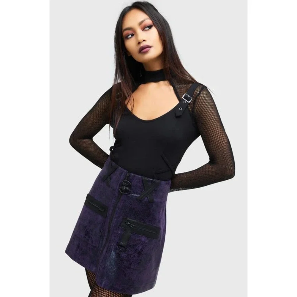 Killstar‎ nephralia mini skirt purple straps baphomet
